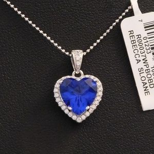 Rebecca Sloane Blue Obsidian Heart Halo Necklace